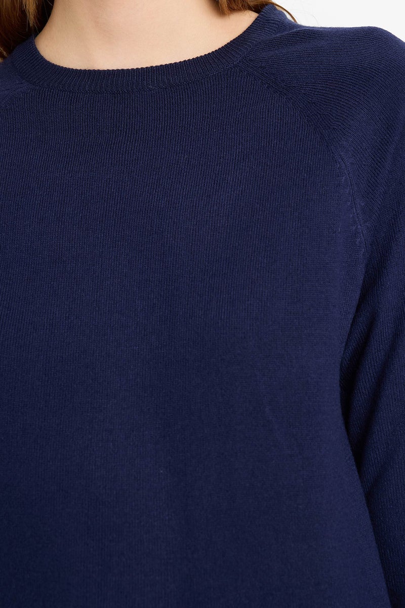 DeFacto Blue Woman Relax Fit Crew Neck Knitwear Pullover Casual - Image 3