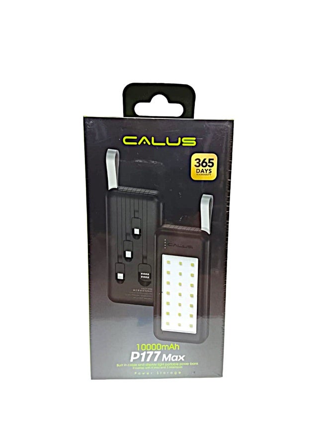 باور بانك CALUS P177 Max 10000mAh - 4 كابلات مدمجة وإضاءة شاشة LED