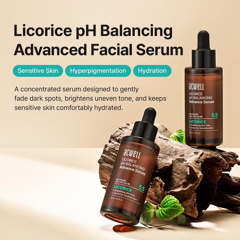 ACWELL Licorice pH Balancing Advanced Facial Serum Ampoule â€“ Dark Spot & Uneven Tone Care with Niacinamide, Lightweight Hydrating Daily Serum for Glass-Skin Glow, 1.01 fl. oz - Image 2