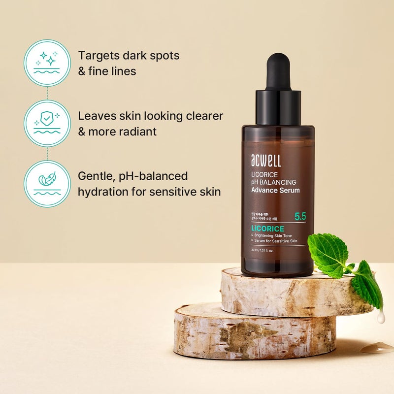 ACWELL Licorice pH Balancing Advanced Facial Serum Ampoule â€“ Dark Spot & Uneven Tone Care with Niacinamide, Lightweight Hydrating Daily Serum for Glass-Skin Glow, 1.01 fl. oz - Image 3