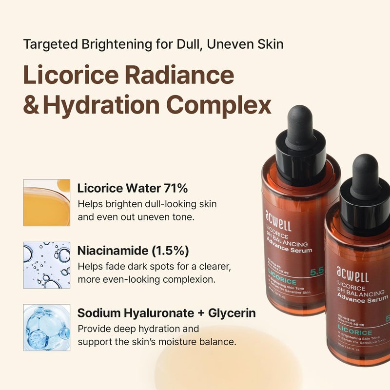 ACWELL Licorice pH Balancing Advanced Facial Serum Ampoule â€“ Dark Spot & Uneven Tone Care with Niacinamide, Lightweight Hydrating Daily Serum for Glass-Skin Glow, 1.01 fl. oz - Image 5