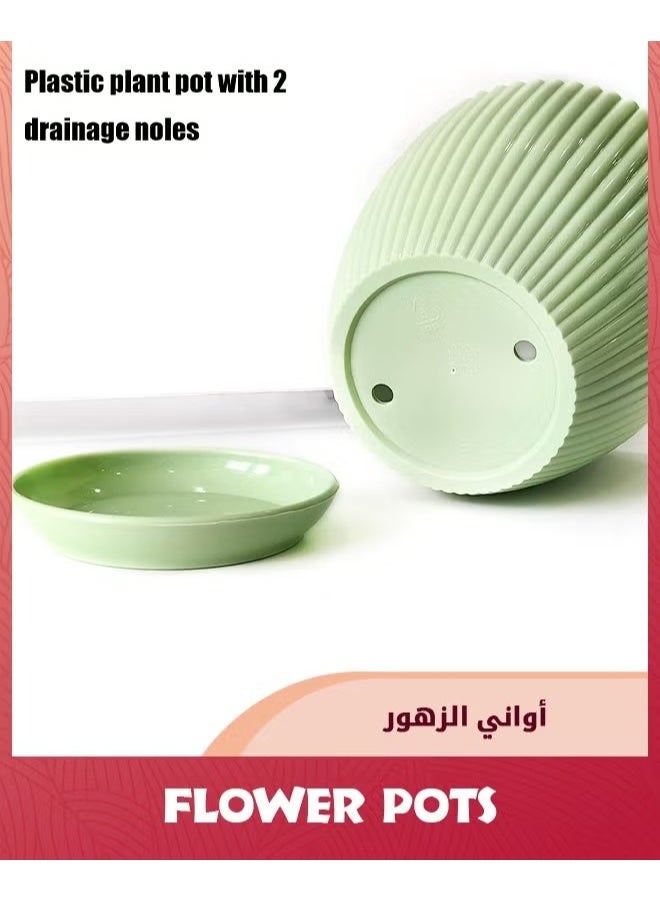 6 حزمة البلاستيك وعاء الزهور,مزارعين النباتات مع ثقوب الصرف الصحي وصنادين للنباتات الداخلية,وعاء المزارع في الهواء الطلق,6 أحجام مختلفة,الزارعين الزخرفية الراتنج,الأخضر,, - Image 3