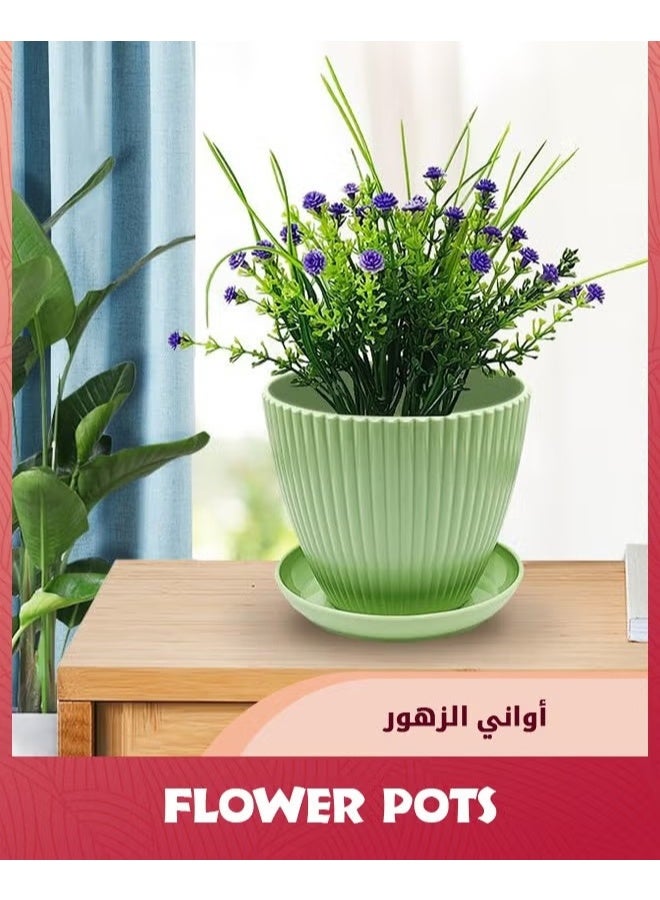6 حزمة البلاستيك وعاء الزهور,مزارعين النباتات مع ثقوب الصرف الصحي وصنادين للنباتات الداخلية,وعاء المزارع في الهواء الطلق,6 أحجام مختلفة,الزارعين الزخرفية الراتنج,الأخضر,, - Image 4