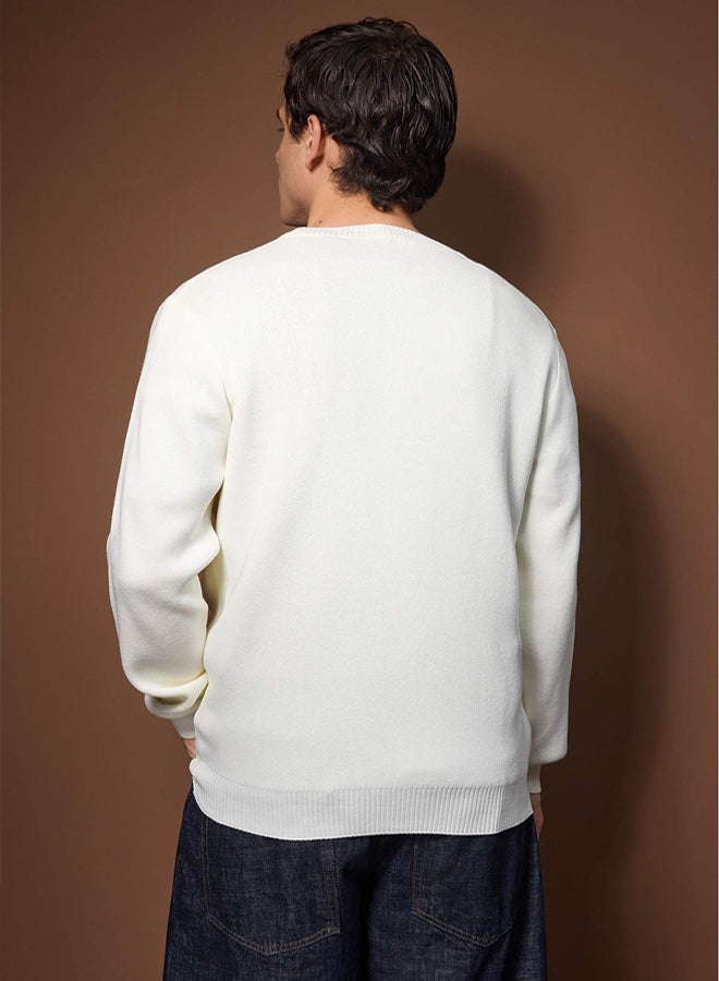 trendyol Ecru Oversize VNeck Plain Cardigan - Image 4