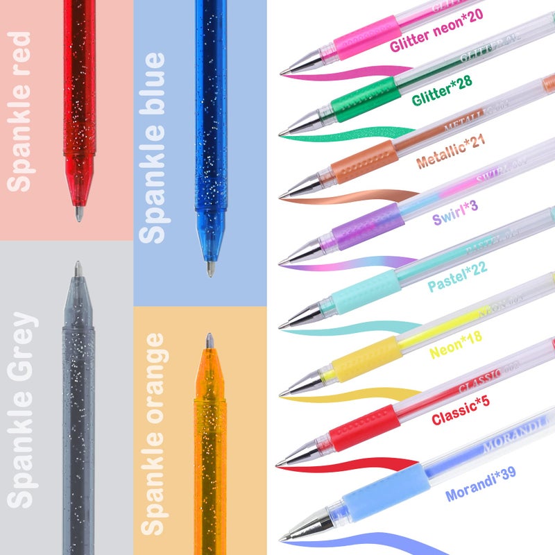 ZSCM QUALITY DECIDES THE FUTURE 320 Pack Gel Pens for Adult Coloring Book, 160 Colors Artist Pens Include 156 Pens, 4 Metallic Sparkle With 160 Refills, Fine Tip Metallic Glitter for Drawing Doodling Art Supplies - Image 3