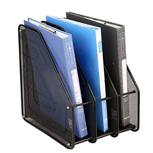 SUKHAD 3 Layer Metal Mesh Magazine Document Holder File Rack, 35.5 X 28.5 X 25 cm, Black - Image 1
