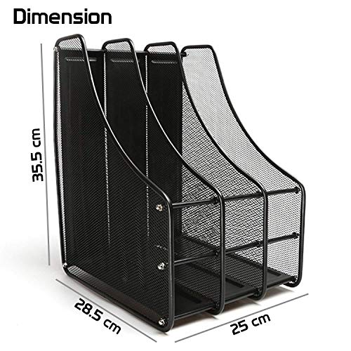 SUKHAD 3 Layer Metal Mesh Magazine Document Holder File Rack, 35.5 X 28.5 X 25 cm, Black - Image 4
