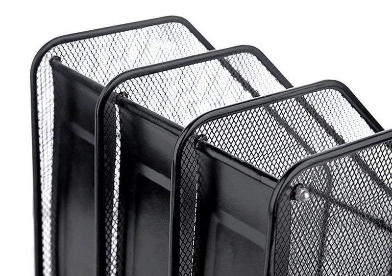 SUKHAD 3 Layer Metal Mesh Magazine Document Holder File Rack, 35.5 X 28.5 X 25 cm, Black - Image 5