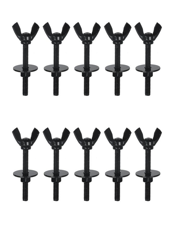 Pastlla 10 Pcs M5 0.85x30mm 304 Stainless Steel Wing Butterfly Screws with 10 Pcs Nuts and 10 Pcs Round Steel Plates, Wing Bolt Thumb Hand Screws for Electronic Equipment (M5, Black) - Image 1