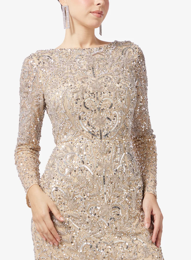 Namshi X  Beaded Embellished Evening Gown for Women | Best Price UAE