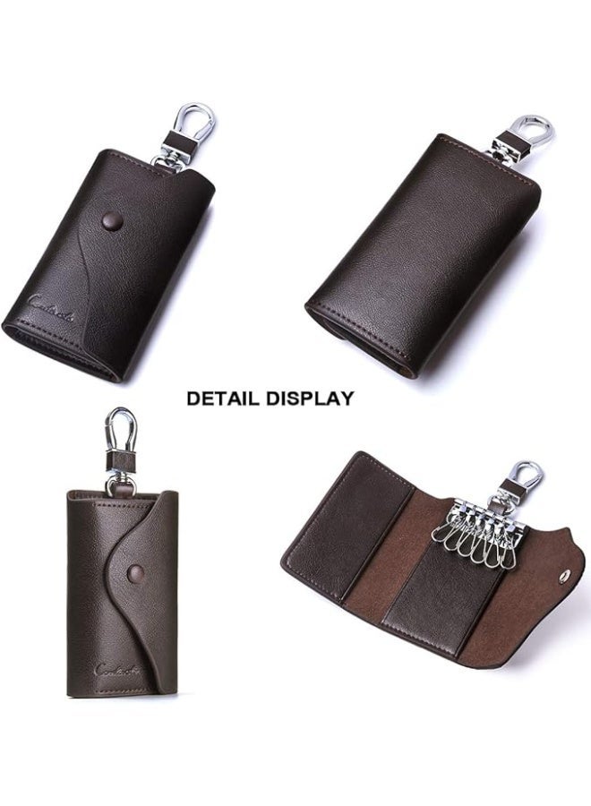 Leather key pouch, men's cowhide key chain pouch, key ring, card holder, wallet - Image 3