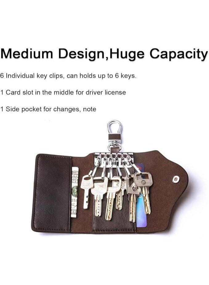 Leather key pouch, men's cowhide key chain pouch, key ring, card holder, wallet - Image 5