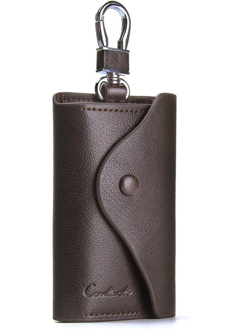Leather key pouch, men's cowhide key chain pouch, key ring, card holder, wallet - Image 1