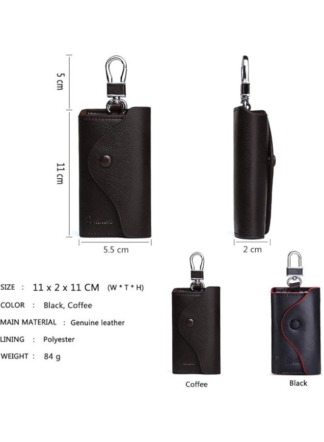 Leather key pouch, men's cowhide key chain pouch, key ring, card holder, wallet - Image 2