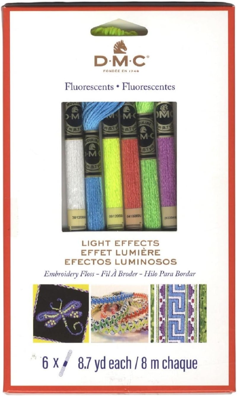 DMC Light Effects Polyester Embroidery Floss - 8.7 Yards, Fluorescent Colors
