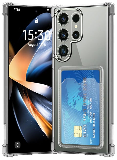 Wallet Phone Case Slim Fit Card Slot Transparent Case Protective Soft Shockproof Case with Card Holder For Samsung Galaxy S25 Ultra