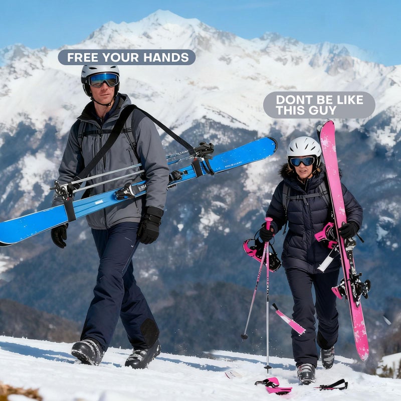 YEESOOM Ski Strap and Pole Carrier 2 Pack, Ski Carrier Straps, Poles and Boot Skis Straps, Avoid The Struggle and Effortlessly Transport Your Ski Gear, Features Shoulder Sling, Black - Image 5