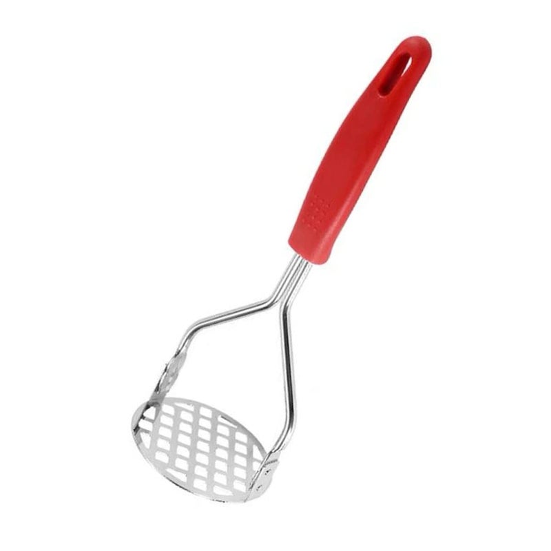 OLWICK OLWICK Stainless Steel Potato Masher Heavy Duty Durable Potato Ricers Fruit Vegetable Baby Food Masher with Non Slip Handle Easy to Store 1 Piece Red - Image 1
