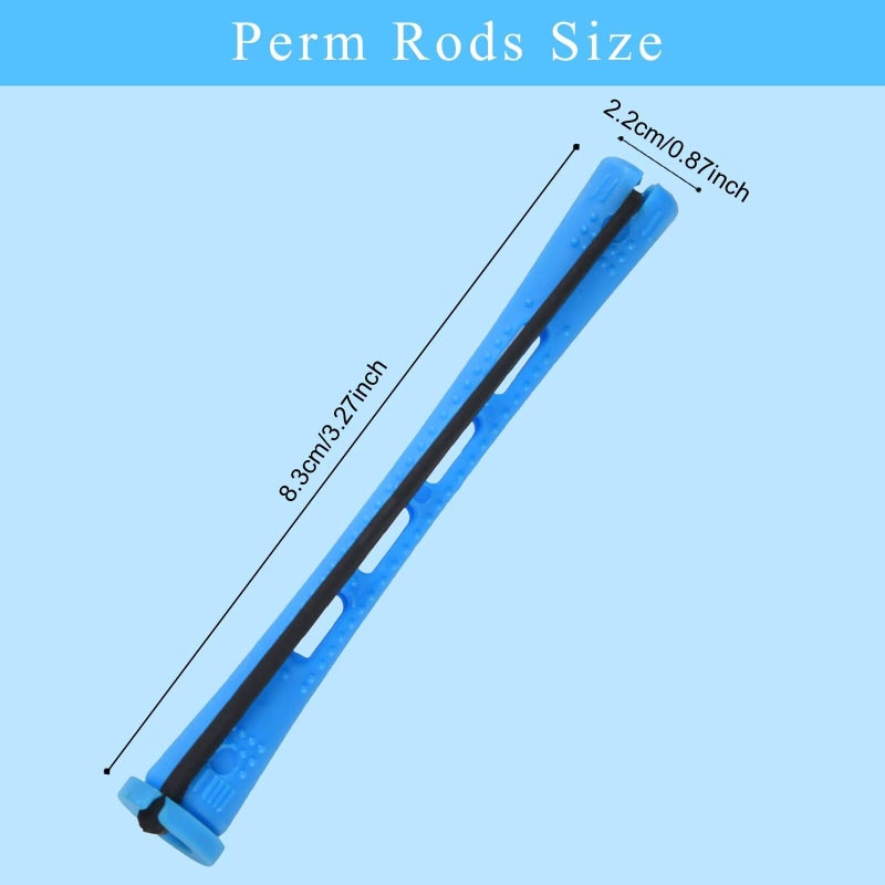 ALIABSION 40Pcs Small Perm Rods for Short Hair Blue Cold Wave Rod Hair Perming Rods Plastic Heatless Perm Rollers Hair Curlers for Women Hairdressing (Blue, 0.35inch) - Image 3