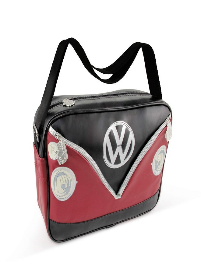 BRISA VW Collection - Volkswagen Shoulder Travel Messenger Bag with VW T1 Bus Campervan Motif (Bus Front/Black) - Image 1