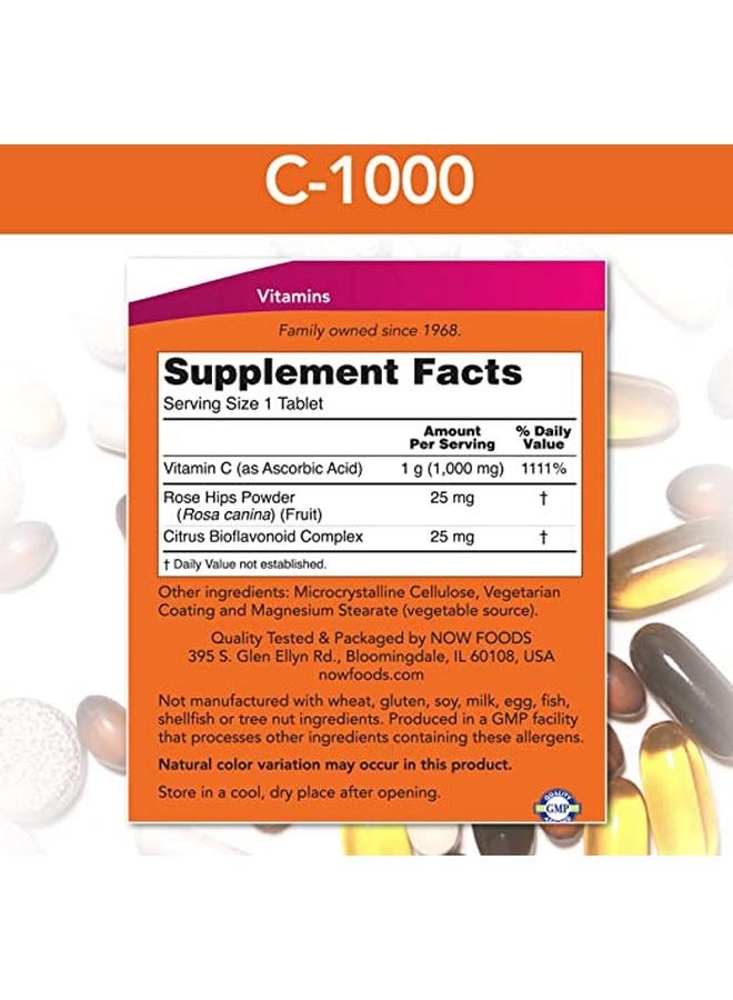 now Vitamin C-1000 Antioxidant Protection Dietary Supplement Sustained Release with Rose hip - 100 Tablet  - Image 4