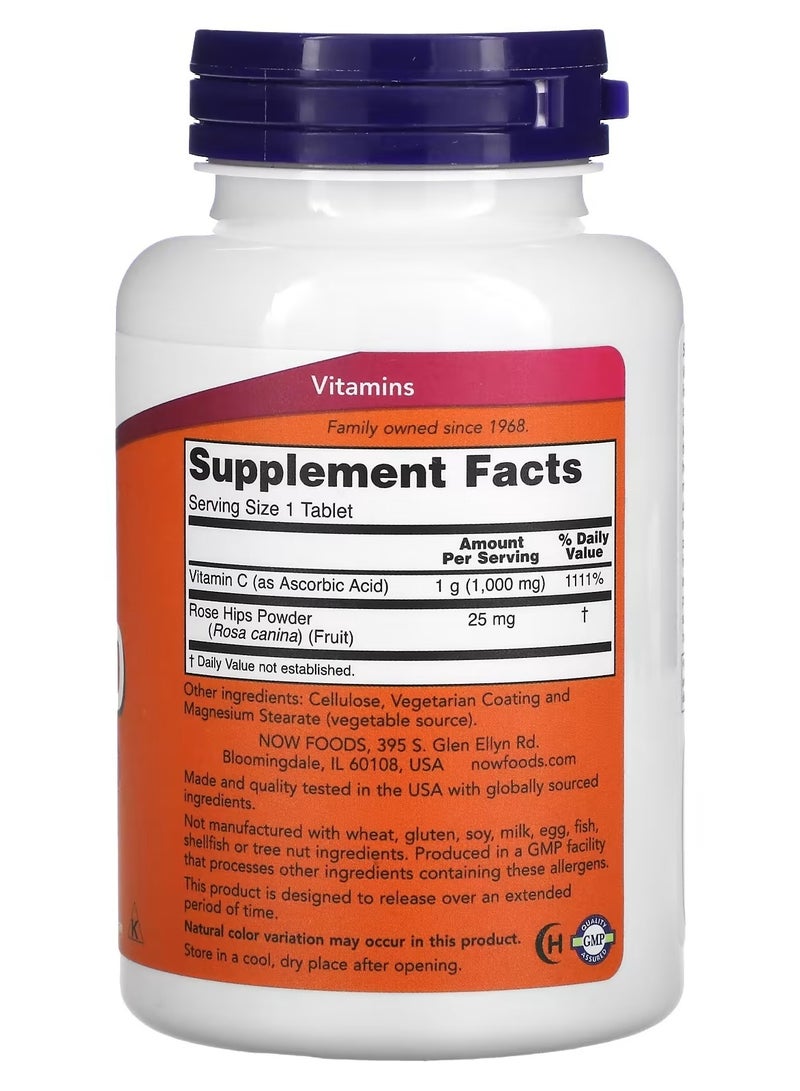 now Vitamin C-1000 Antioxidant Protection Dietary Supplement Sustained Release with Rose hip - 100 Tablet  - Image 5