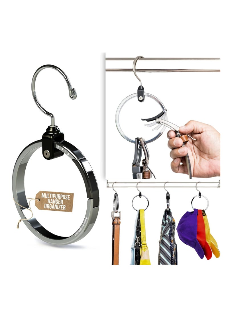 Multi-Purpose Wardrobe Hanger with Swivel Design to Save Closet Space Ideal for Belts, Baseball Hats, Ties and Scarves Multi-Use Stainless Steel - Image 1