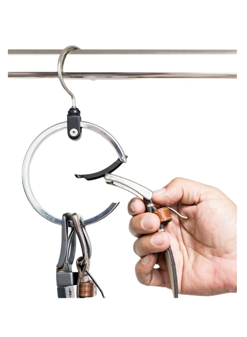 Multi-Purpose Wardrobe Hanger with Swivel Design to Save Closet Space Ideal for Belts, Baseball Hats, Ties and Scarves Multi-Use Stainless Steel - Image 3