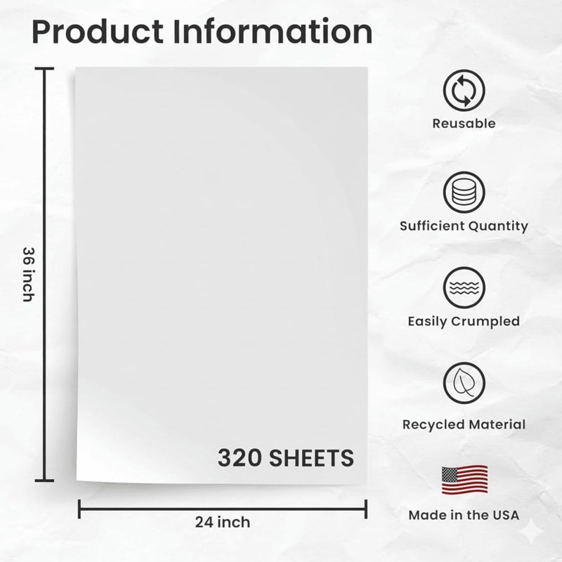 Bryco Goods 24" x 36" Newsprint Packing Paper Sheets for Moving | 320 Sheets | 20lb | Made in USA | Newspaper Paper | Must Have in Your Shipping Supplies - Image 2