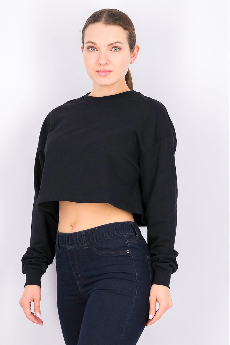 XOXO Women Sports Fit Long Sleeve Plain Top, Black - Image 2