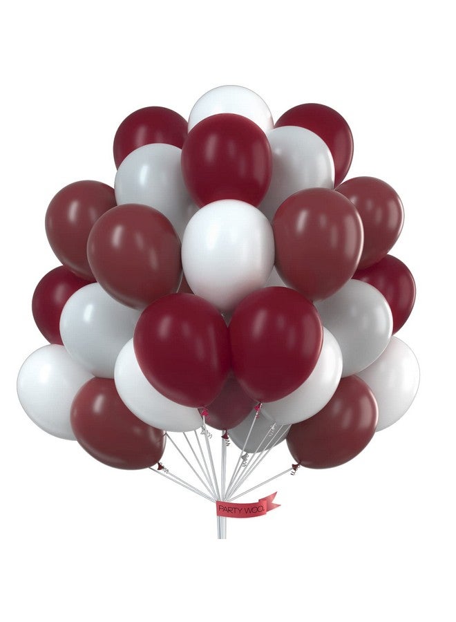 PartyWoo Burgundy Balloons 60 pcs 12 Inch Maroon Gray White Ruby Red Dark Red Grey Helium Balloons for Graduation Christmas Wedding Thanksgiving Memorial Day Baby Shower Birthday Party Decorations - Image 1