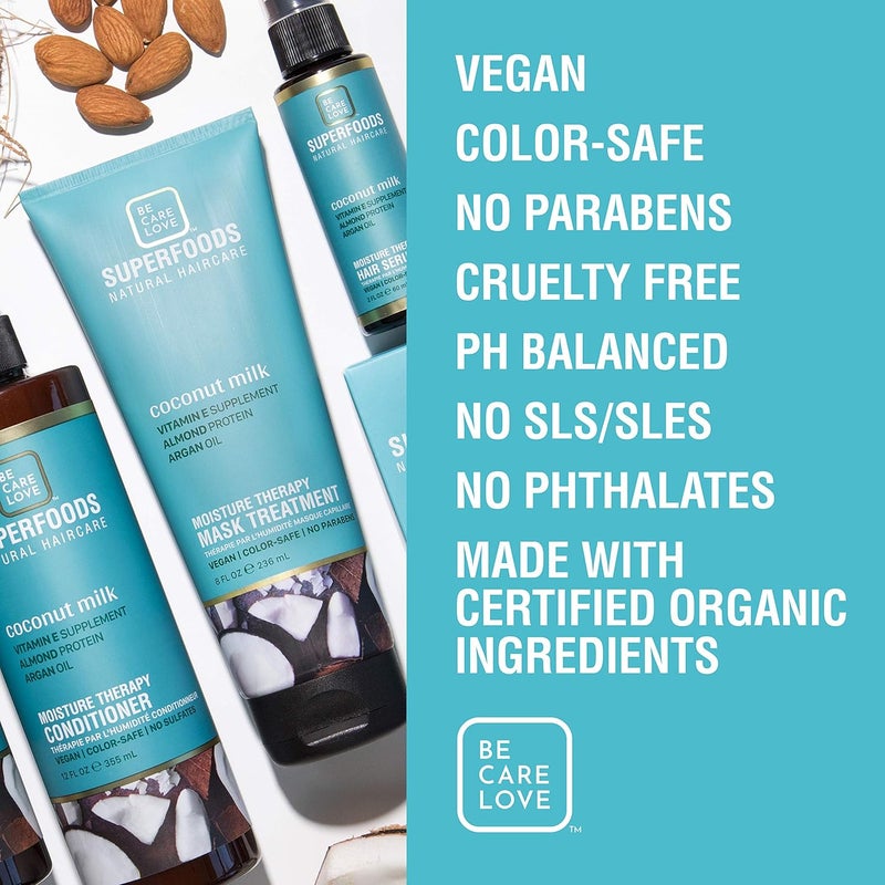 BCL Be Care Love Superfoods Coconut Milk Moisture Therapy Hair Mask Treatment 236 ml With Vitamin E Argan Oil Almond Protein For Curly Wavy Dry Hair Type - Image 2