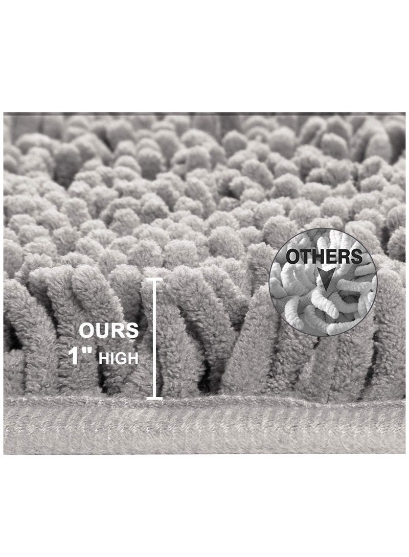 TYCOM Chenille Bath Rug,Non-Slip Bath Mat,Soft Cozy Shaggy Durable Thick Bath Rugs for Bathroom,Easier to Dry, Plush Rugs for Bathtubs, Rain Showers (Light Grey, 80x50cm) - Image 2