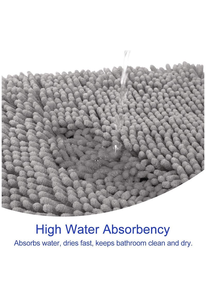 TYCOM Chenille Bath Rug,Non-Slip Bath Mat,Soft Cozy Shaggy Durable Thick Bath Rugs for Bathroom,Easier to Dry, Plush Rugs for Bathtubs, Rain Showers (Light Grey, 80x50cm) - Image 4