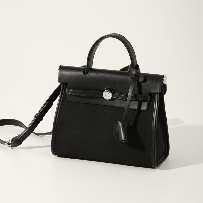 2024 Canvas Kelly Bag Color Block Large Capacity Fashion Shoulder Black 