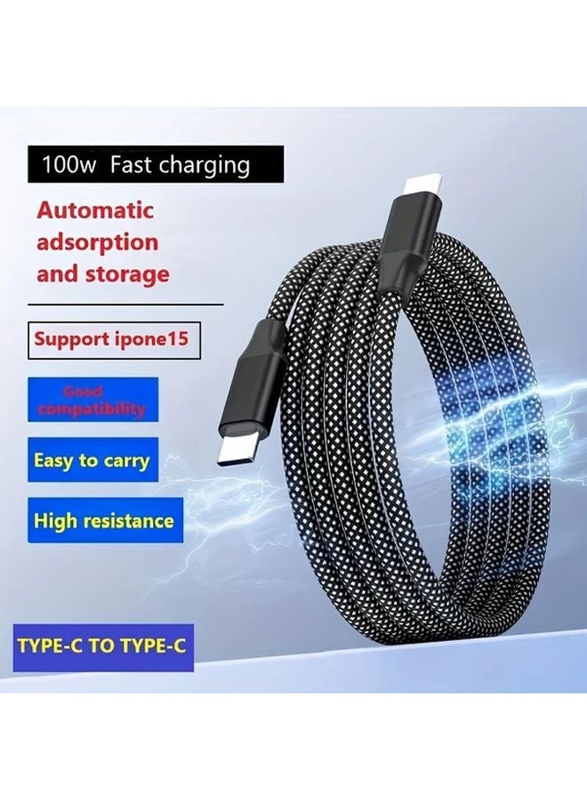 USB C إلى Type C كابل شحن سريع 100W مغناطيسي متين بلمسة نهائية ناعمة من النايلون - Image 4