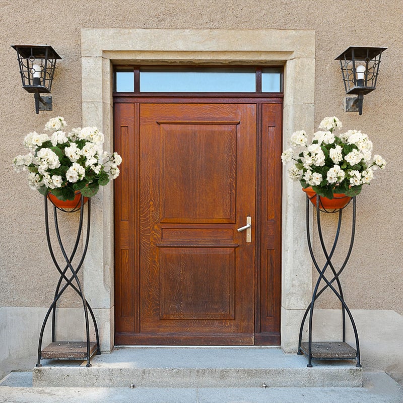 Uqueeten 4PCS Home Decor Fake Plants Artificial Flowers Artificial Geraniums Outdoor Fake Flowers Artificial Flowers Fake Silk Bouquet  Fall Decor for Interior Porch Garden Decoration 14.4"" (White) - Image 5