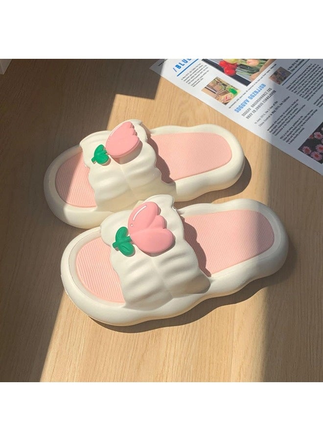 شيبشيب شبشب نسائي لطيف مزين بالزهور، صندل عصري بتصميم زهور التوليب، نعل ناعم مثل السحاب، شبشب بنعل سميك غير قابل للانزلاق للاستخدام في المنزل، السفر، وحمام السباحة - Image 1