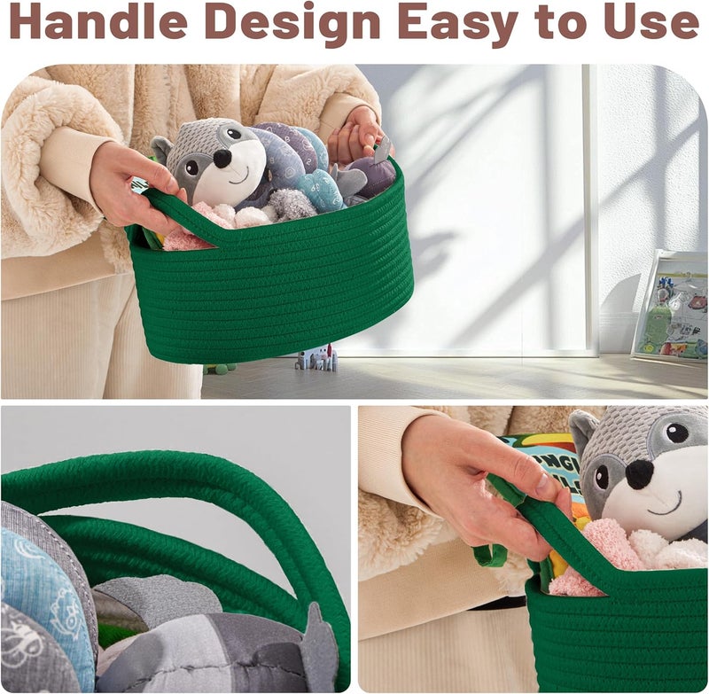 Bufims Small Woven Green Gifts Basket for Storage Empty with Ribbons and Bags Durable Cute Gifts 12"X 8" X 5" Small Rope Basket for Gifting - Image 5