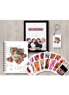 Craft Maniacs Blackpink Lisa White Ribbon Bow Frame Gifting Combo One A5 Frame One A5 Ruled Diary Set of 16 Lomo Cards Free Matching Wooden Keychain Best Gift for Pop Singer lovers