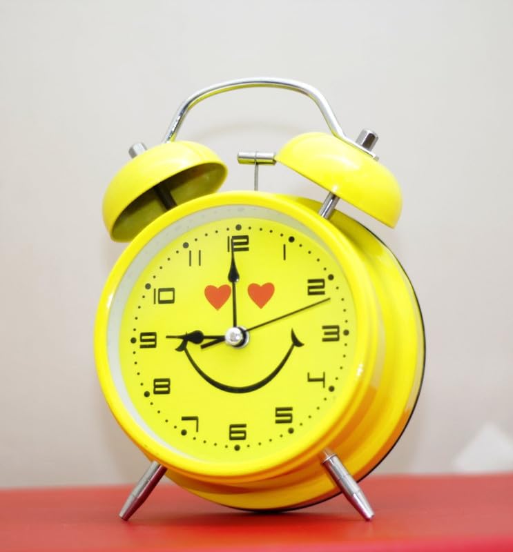 NSV NSV Cute Heart Shape Eyes Designer Classic Loud Sound Twin Bell Analog Table Top Metal Alarm Clock - Image 1