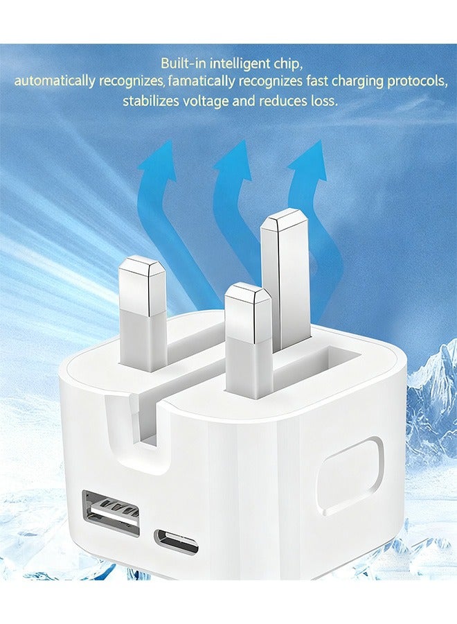 35W UK Fast Charger Dual Port USB + PD Fast Charging Cable 1 Meter, Universal iPhone Samsung, Compatible with Various Devices Such as Tablets and Laptops - Image 5