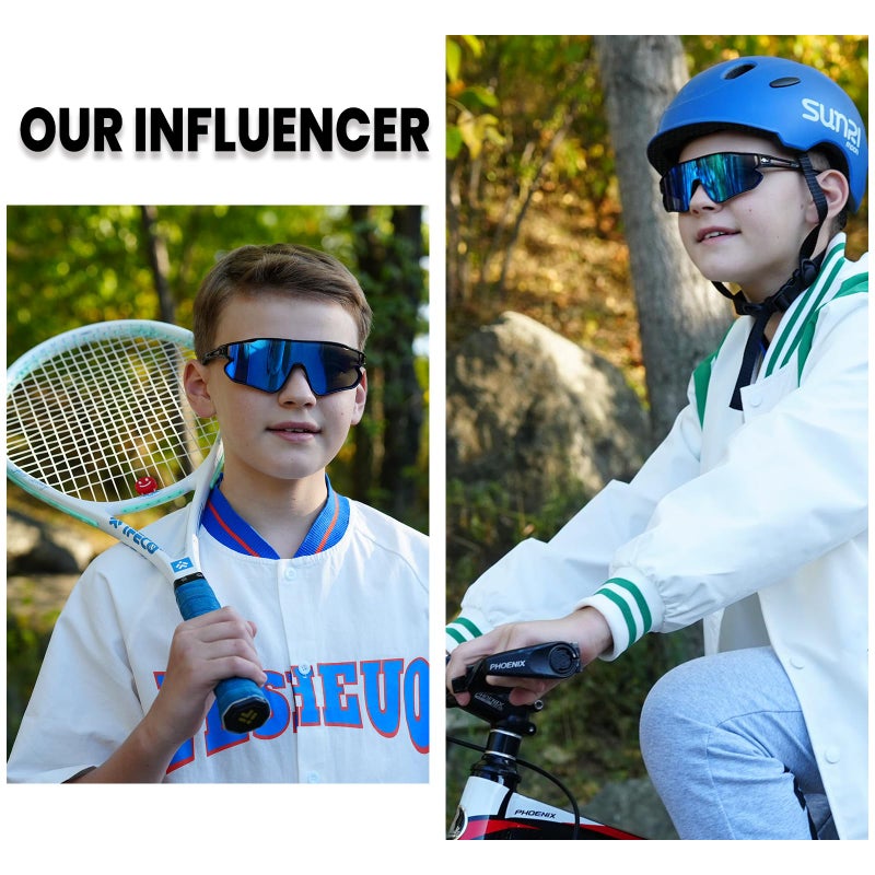 DUCO Kids Sunglasses Youth Baseball Sun Glasses Lightweight TR90 Frame UV400 Sports Cycling Shades for Boys Girls DK268 - Image 2