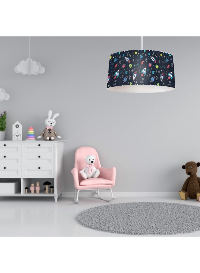 tbshomelamp Printed Children's Chandelier Diameter 42 With Transparent Wire And Off-White Spray 3-Bulb Electricity