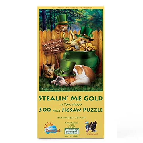 SUNSOUT INC Stealin Me Gold 300 pc Jigsaw Puzzle by Artist Tom Wood Finished Size 18 x 24 MPN 28882 - Image 1