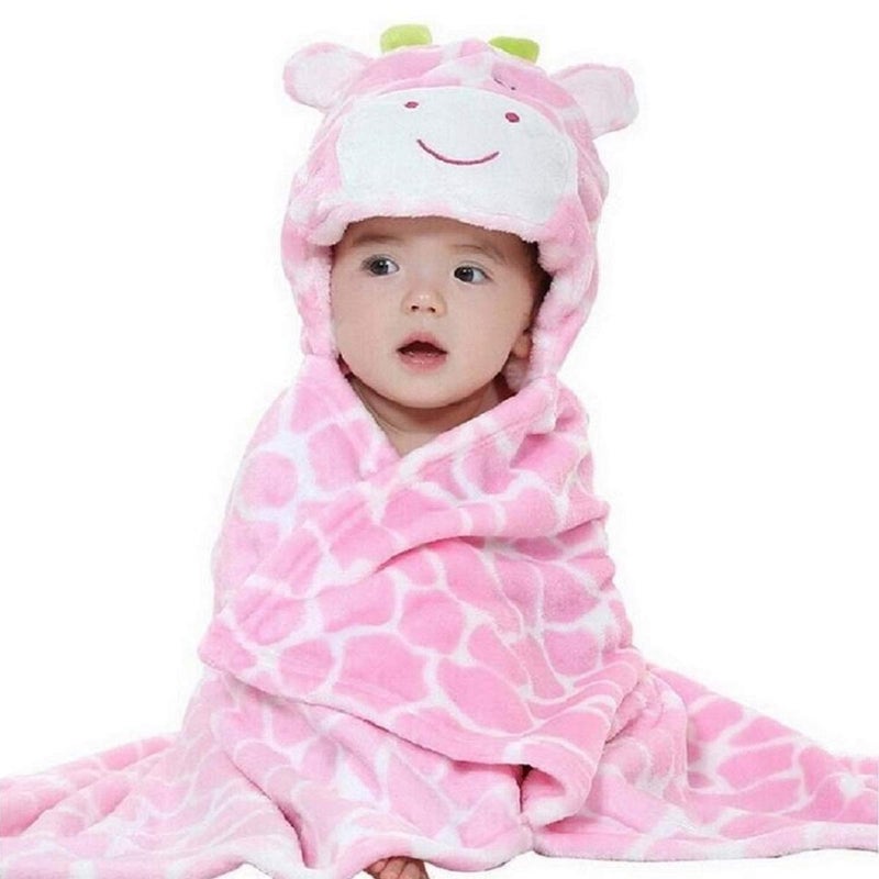Vauwmsr Baby Hooded Blanket Ultra Soft Warm Newborn Infant Swaddle Wrap Bath Shower Towel, 25.6" x 39.4", Pink - Image 1
