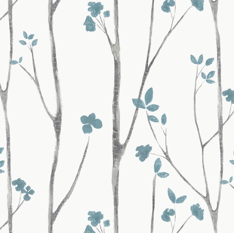 Timeet Peel and Stick Wallpaper White and Blue Floral Wallpaper Boho Leaf Contact Paper Self Adhesive Removable Wall Paper for Bedroom Bathroom Cabinet Wall Decoration 16"x78.7" - Image 1