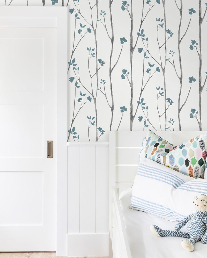 Timeet Peel and Stick Wallpaper White and Blue Floral Wallpaper Boho Leaf Contact Paper Self Adhesive Removable Wall Paper for Bedroom Bathroom Cabinet Wall Decoration 16"x78.7" - Image 4