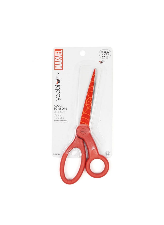 Yoobi - X Marvel Red Spiderman Adult Scissors W 4” Blade Sharp Tip Scissors For Adults Comfortgrip Handles Sharp Scissors For School Home Or Office 0.5” W X 3.27” L X 8” H - Image 1