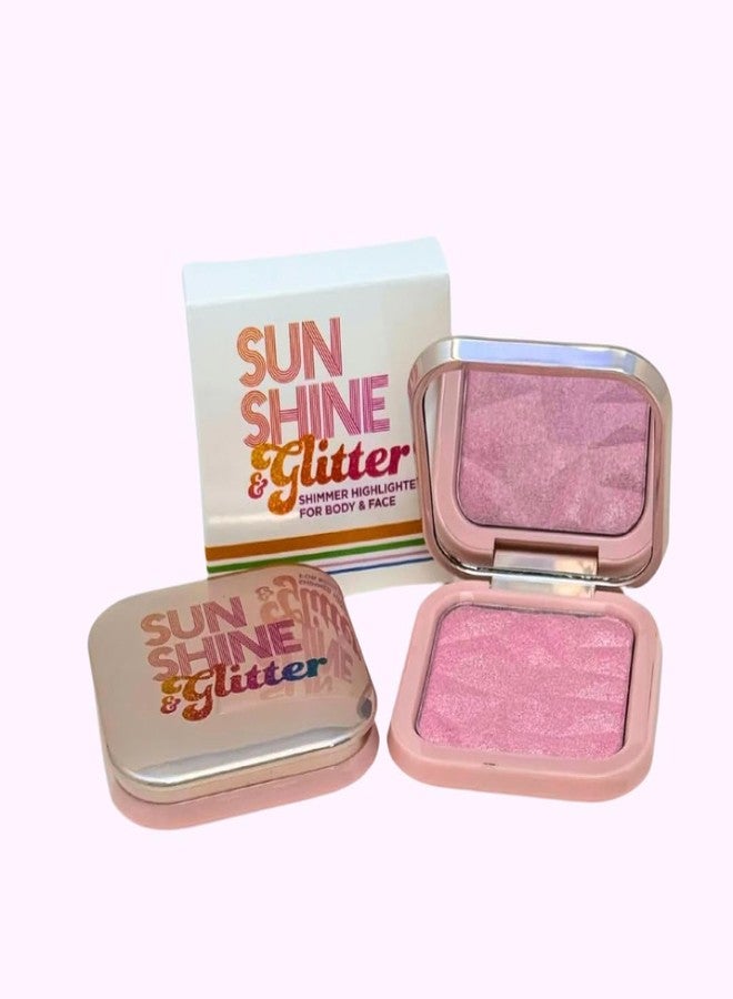Sunshine & Glitter Highlighter Shimmer Compact - Pretty in Pink - Image 1